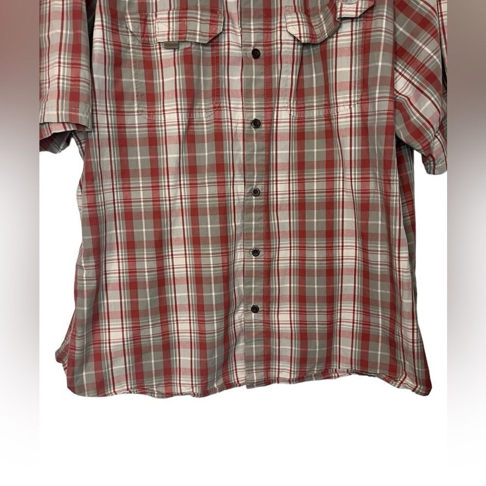 WRANGLER MENS 3XL BIG & TALL RED TAN BUTTON UP SHORT SLEEVE SHIRT - Picture 2 of 9